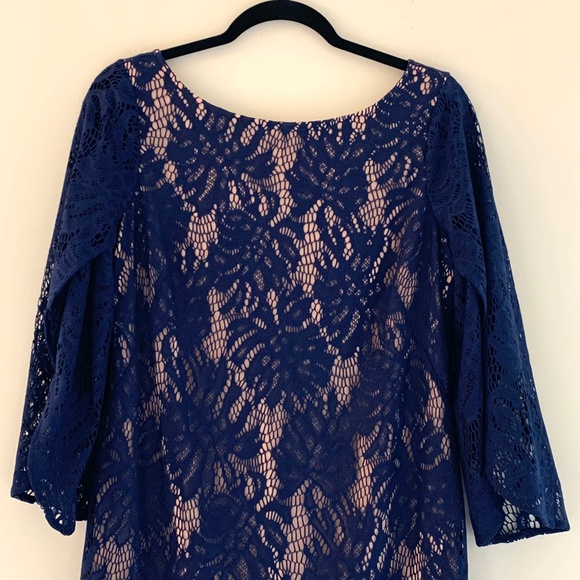 Lilly Pulitzer Womens M Navy Lace Cocktail Dress Elegant Classic Sophisticated - Picture 4 of 16
